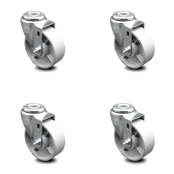 4 Inch Semi Steel Wheel Swivel Bolt Hole Caster Set